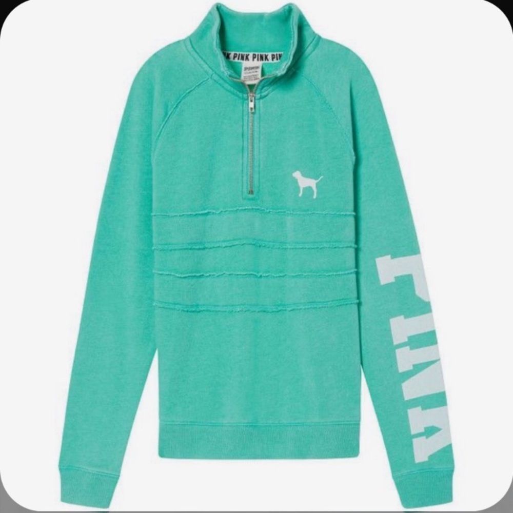 PINK Victoria's Secret Aqua Zip-Up Sweater